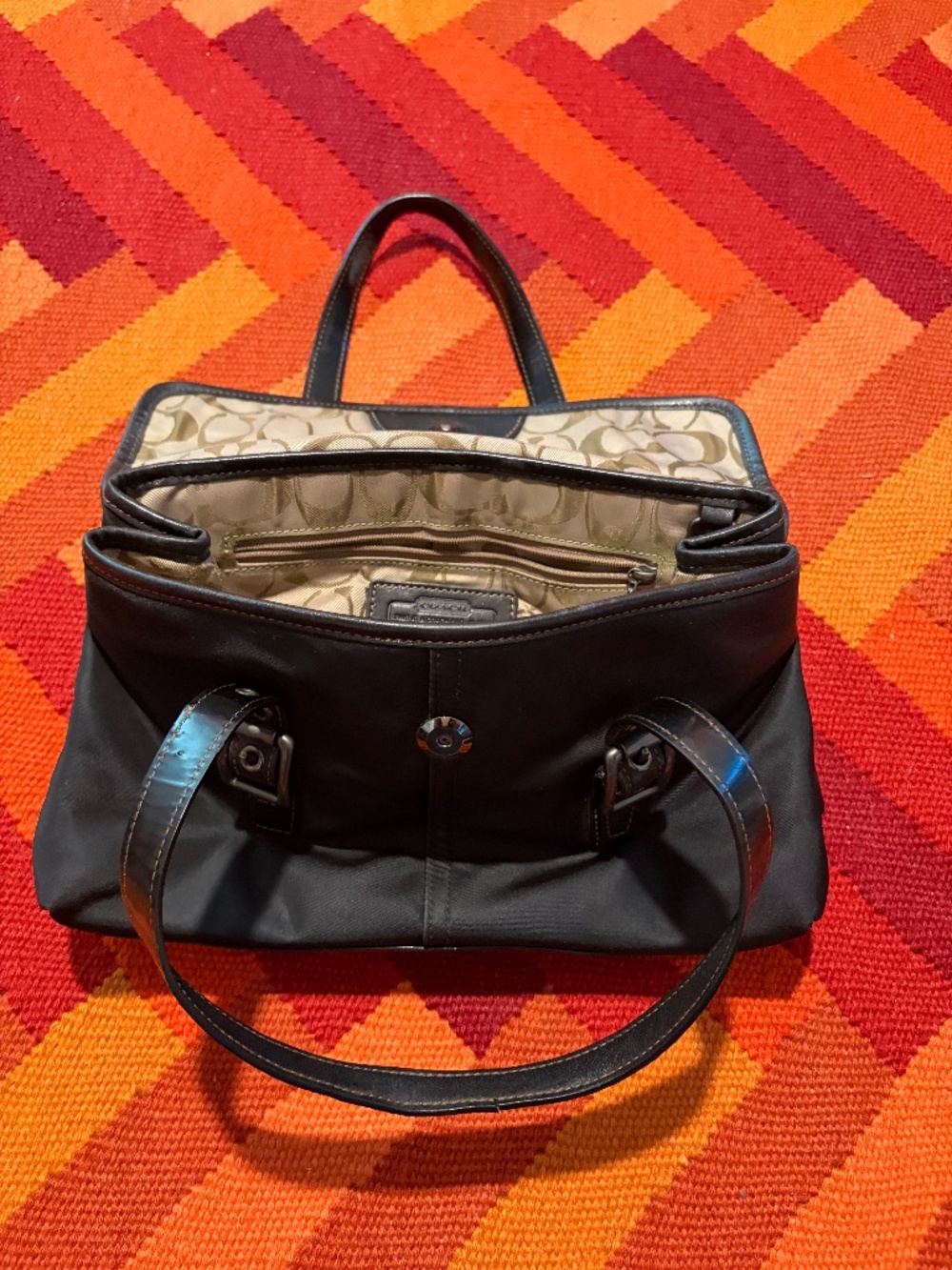 Coach shiny fabric black purse